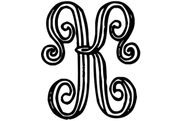 Stylized Monogram K with Swirling Design