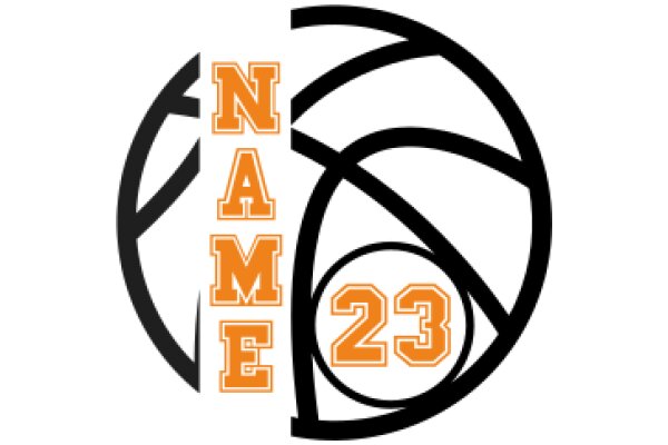 A Graphic Design of a Basketball Logo with the Text 'Name 23' Inside