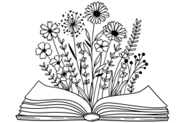 A Bouquet of Flowers and a Book: A Whimsical Illustration