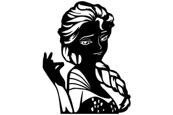 Stylized Portrait of a Woman with a Braid, Silhouette Style