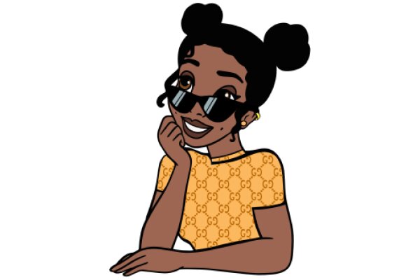 Stylish and Chic: A Cartoon Character in a Yellow Blouse and Sunglasses