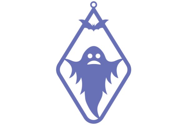 A Purple Emblem with a Bat and a Ghostly Figure