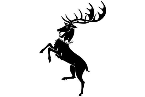 Elegant Black Silhouette of a Majestic Deer with Antlers