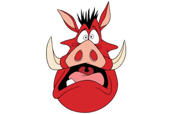 The Red Minotaur: A Cartoon Character with a Surprised Expression