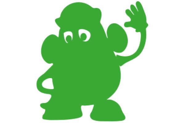 Vibrant Green Cartoon Character Waving Hello