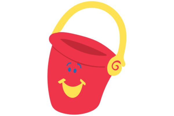 A Friendly Red Bucket with a Yellow Handle and a Smile