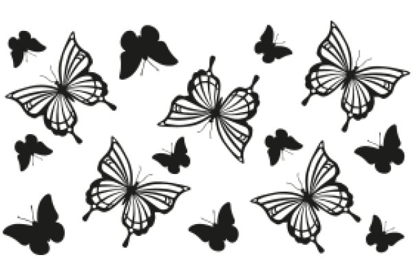 Elegant Black Butterfly Silhouettes on a White Background