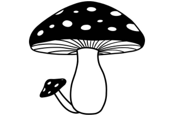 A Whimsical Illustration of a Mushroom and a Stem