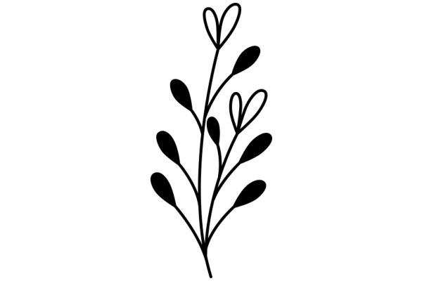 Simplistic Line Art of a Plant with Heart-Shaped Leaves