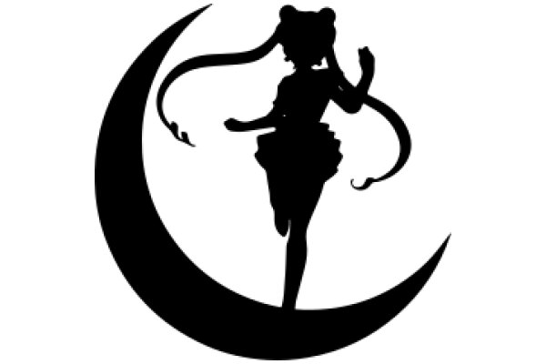 Silhouette of a Moonlit Figure with a Crescent Moon in the Background