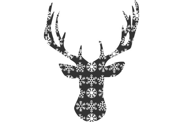 Stylized Deer Silhouette with Snowflake Pattern