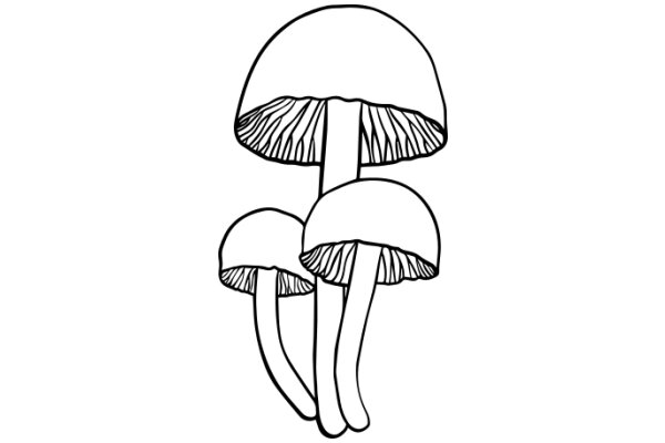 A Simple Line Drawing of a Mushroom and Its Stems