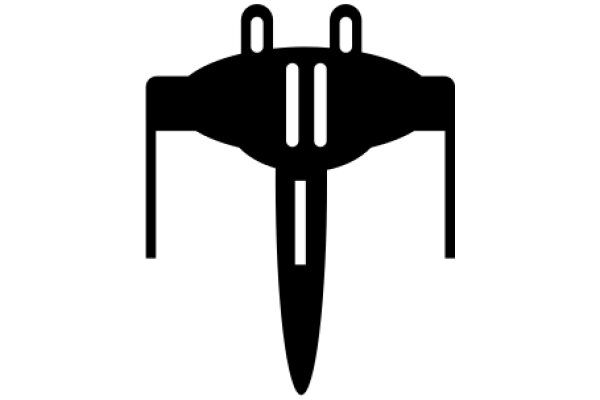 Stylized Black Icon of a Flying Vehicle