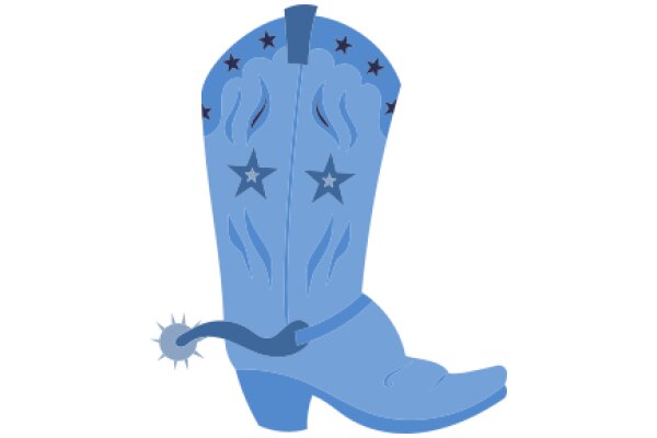 Stylish Blue Cowboy Boot with Star Design