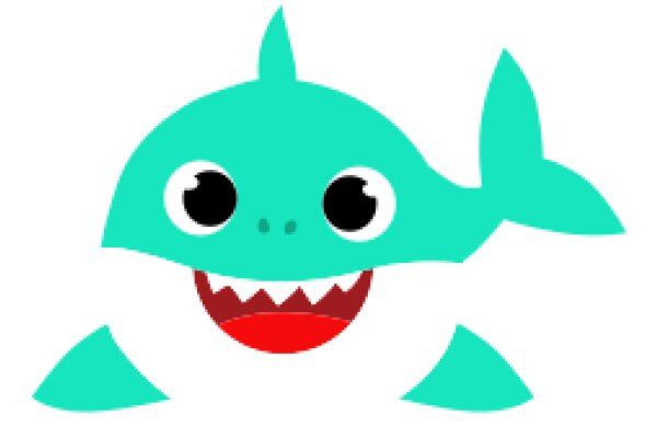 Vibrant Teal Cartoon Shark with a Friendly Smile