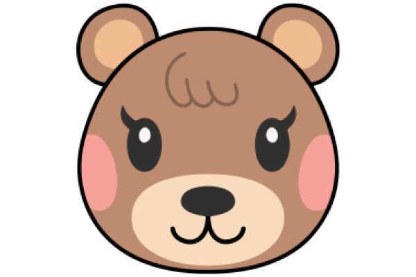 Adorable Cartoon Bear with Big Eyes and a Smile