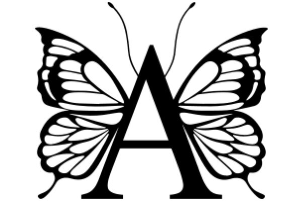 Monochrome Artwork: A Stylized Letter A with a Butterfly Design