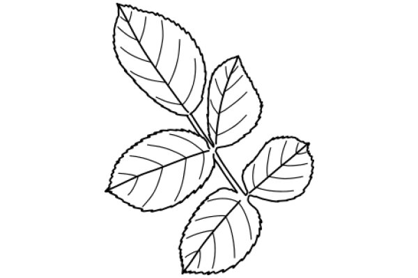 Simplistic Line Drawing of a Leafy Branch