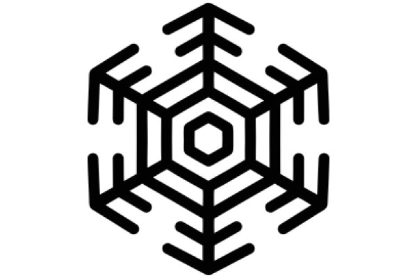 Stylized Black Snowflake Design