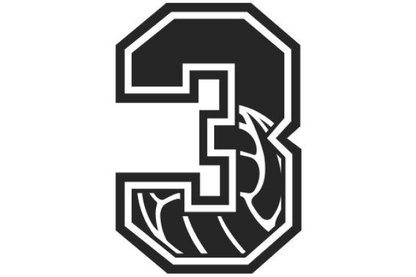 Stylized Number Three with a Basketball Design