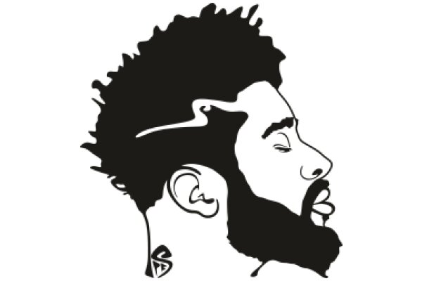 Stylized Portrait of a Man with a Beard and Afro