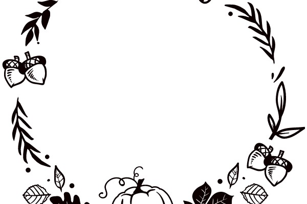 Autumnal Wreath: A Hand-Drawn Illustration with Seasonal Symbols