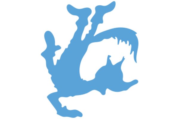 Stylized Blue Silhouette of a Humanoid Figure with a Cat's Face