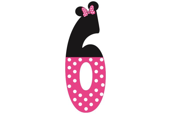 A Playful Number Six with a Polka Dot and a Pink Bow