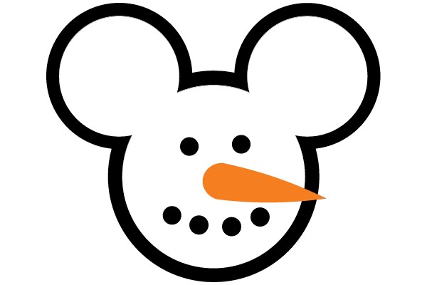 A Playful Logo: A White Mickey Mouse Head with an Orange Carrot Nose