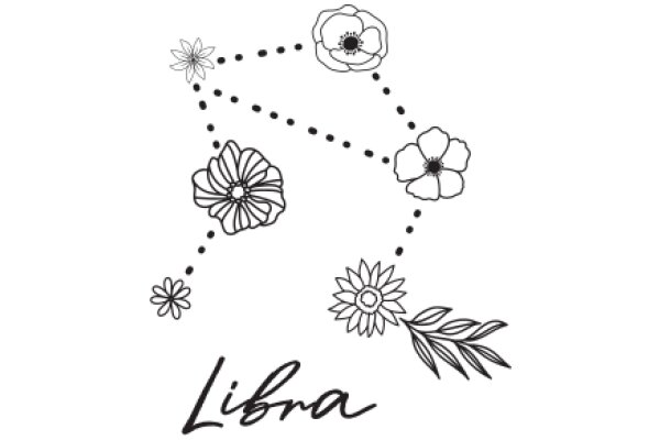 A Whimsical Floral Design with the Word 'Libra'