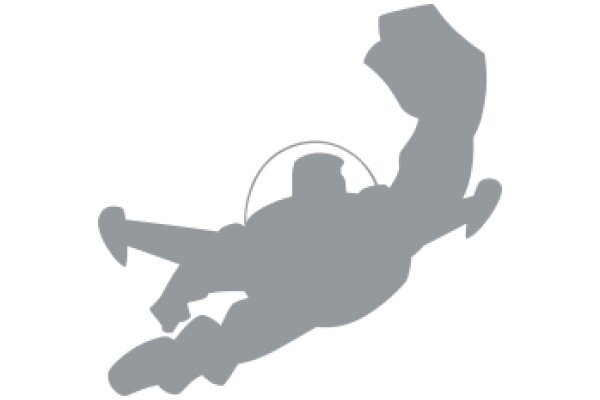 Gray Silhouette of a Humanoid Figure in a Flying Position