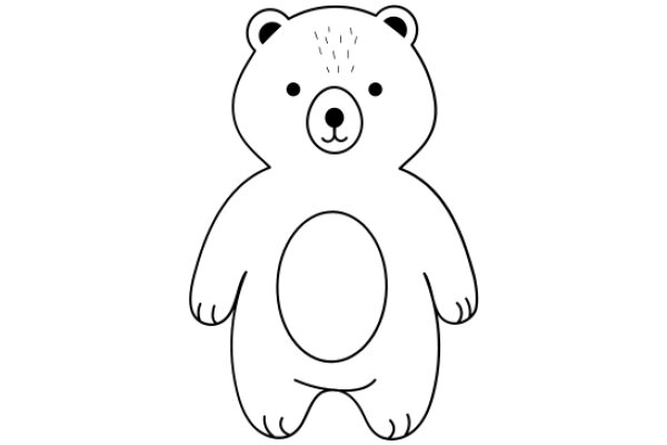 A Simple Line Drawing of a Cute Bear