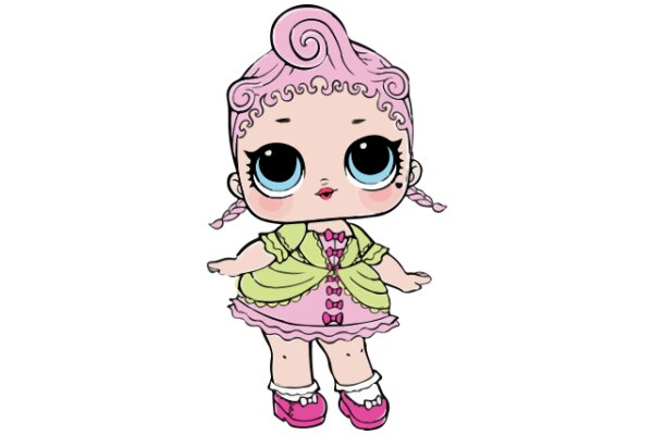 A Cute Cartoon Character with Pink Hair and Pink Shoes