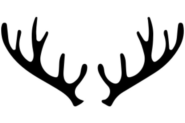 Stylized Black Deer Antlers on a White Background