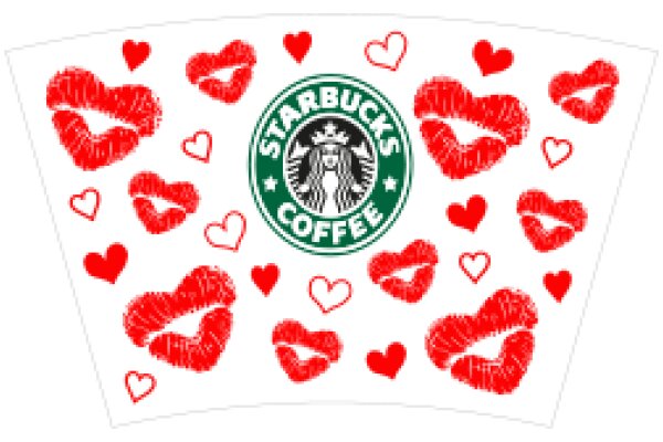 Starbucks Coffee Adorned with Red Lip Prints and Hearts