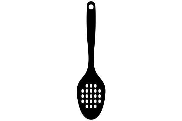 A Simple, Black Silhouette of a Spatula with Holes