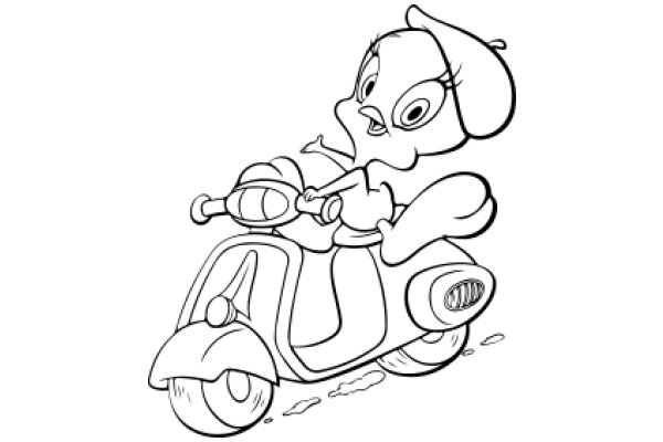 A Playful Adventure: A Cartoon Dog Rides a Motorcycle