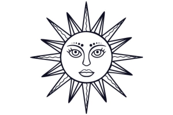 Stylized Sun with Eyes and Eyelashes