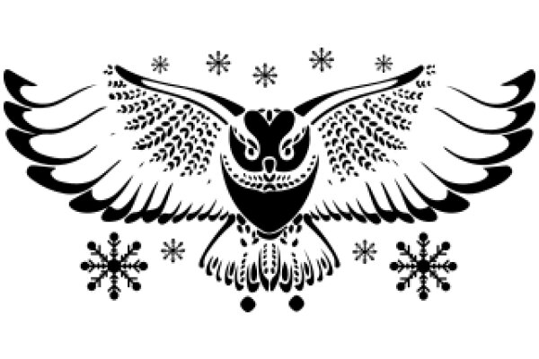 Stylized Eagle with Snowflakes and Decorative Elements