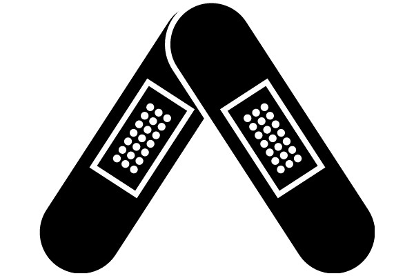 A Pair of Black Skateboards with Dots and a Button