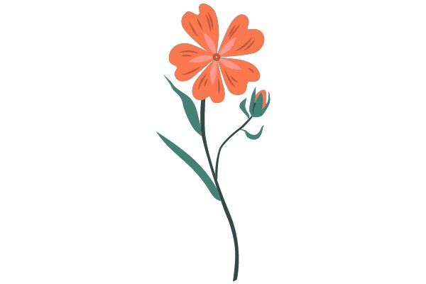 Vibrant Orange Flower with Green Stem