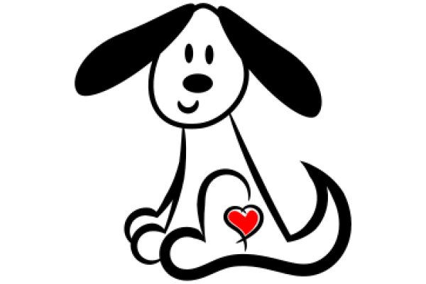 A Playful Illustration of a Dog with a Heart