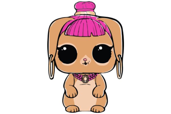 Adorable Cartoon Bunny with Pink Hair and a Purple Crown