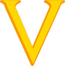 Vibrant Yellow Letter 'V' on a White Background