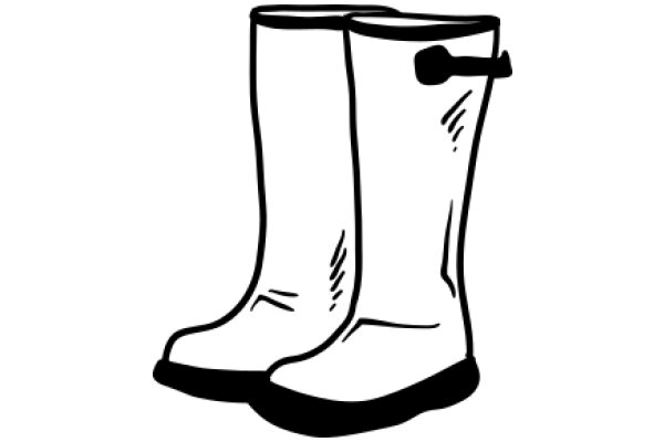 A Simple Line Drawing of a Pair of Boots