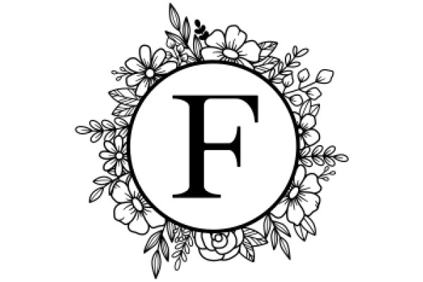 Floral Emblem with Letter 'F' at the Center