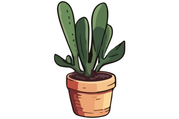 A Whimsical Illustration of a Cactus in a Terracotta Pot