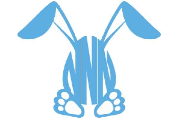 Stylized Blue Bunny with Paw Prints