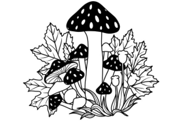 A Whimsical Illustration of a Mushroom Forest