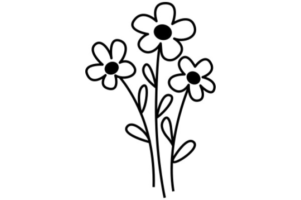 Simplicity in Nature: A Line Drawing of Three Flowers